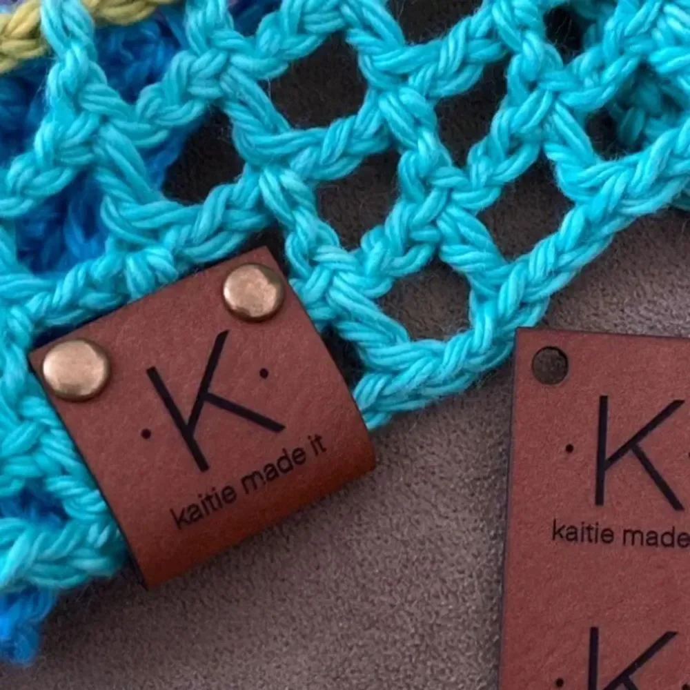 Knit by Kate Faux Leather Labels with Rivets by Zeus Hide Custom Printed NWT